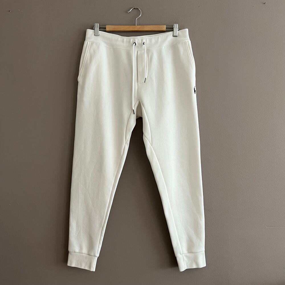 Polo Ralph Lauren Men’s Double-Knit Jogger Pants White Medium Performance Flaws